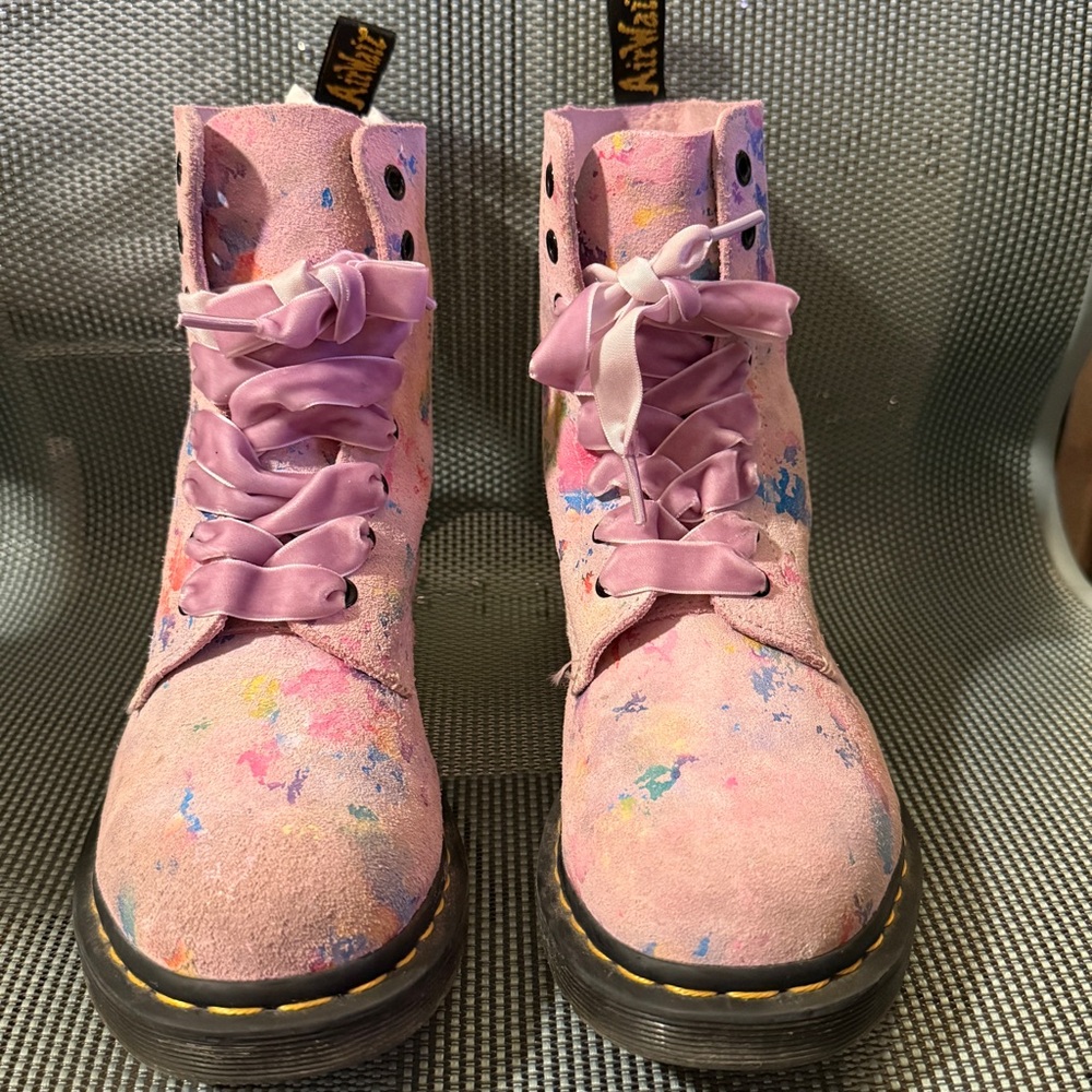 Dr Doc Martens 1460 Pascal Boots Pink Tutti Frutti Confetti Suede Print Kawaii - Picture 2 of 7